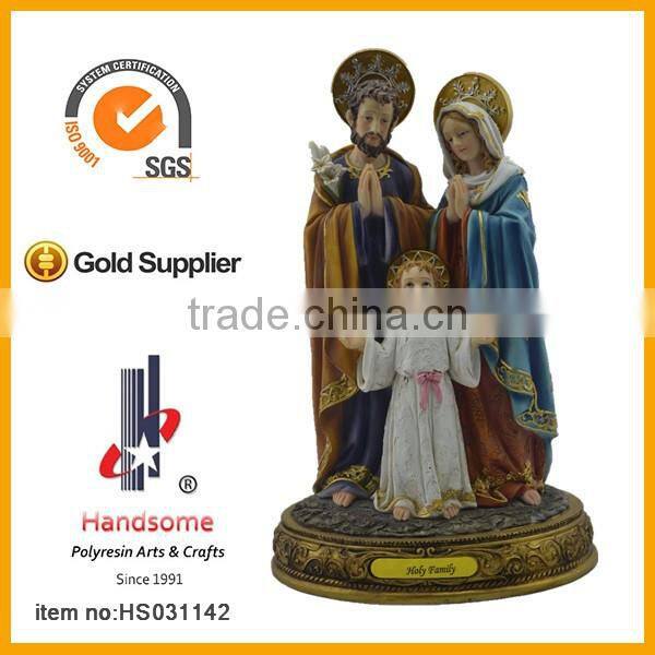 new design for 2014 10'' holy family wood-like resin