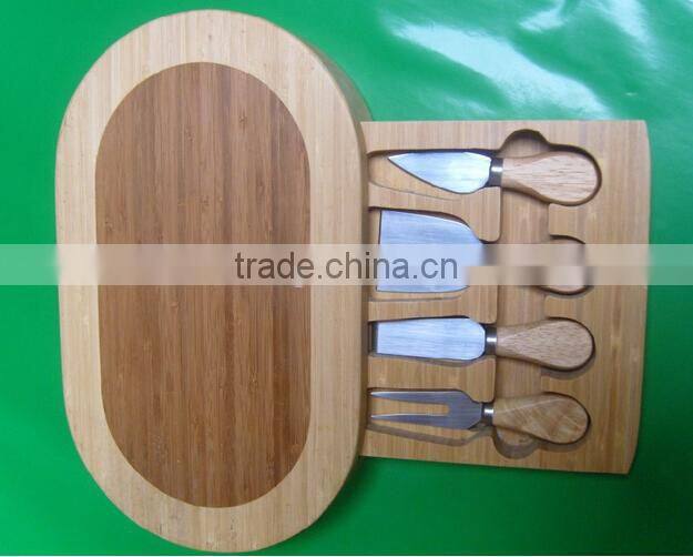 bamboo cheese cutting board with knife