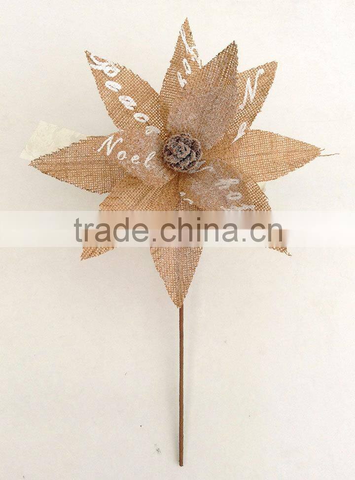 Cheap price linen poinsettia christmas decorations