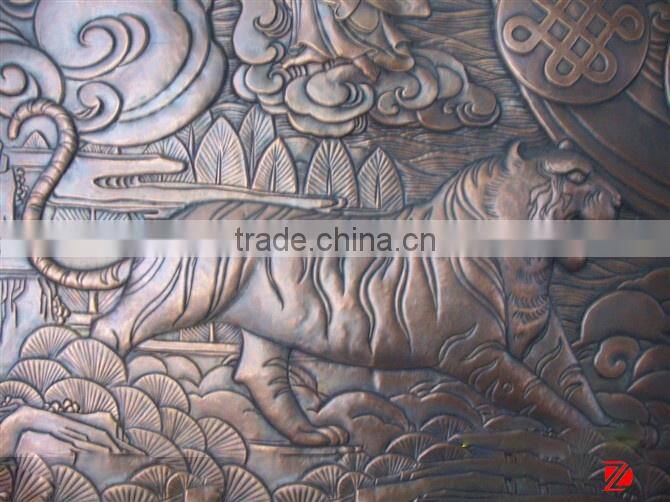 bronze hanging tiger sculpture wall relief