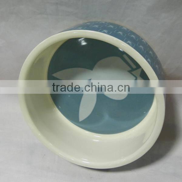 Blue Rabbit Ceramic Dog Bowl