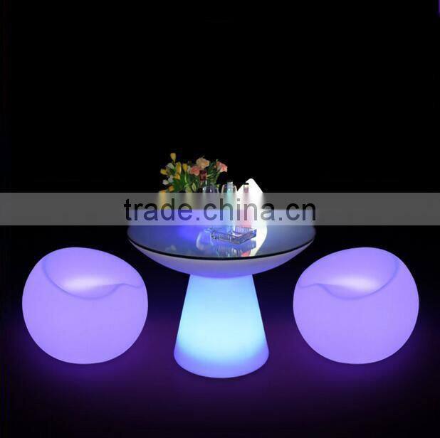 Popular fashionable led luminous round bar table and chairs stool sets