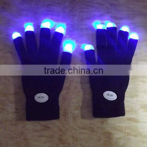 New Led Flashing gloves Rainbow Flash Fingertip LED Gloves Unisex Light Up Glow Stick Gloves Mittens