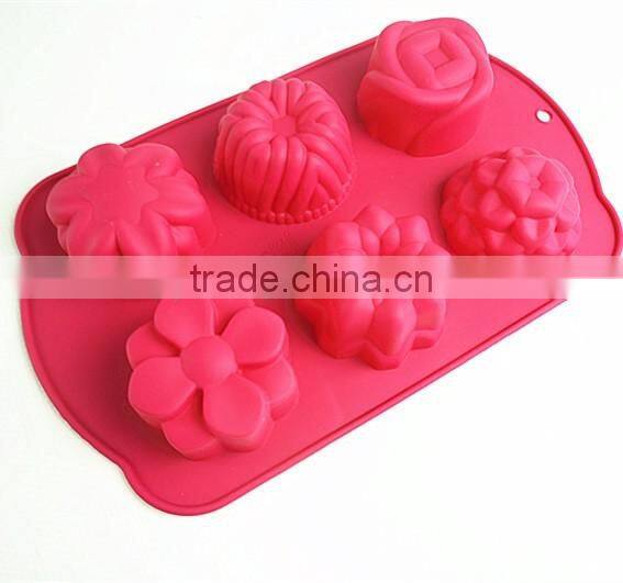 11031 Six flower shaped promotional gift silicone cake mold