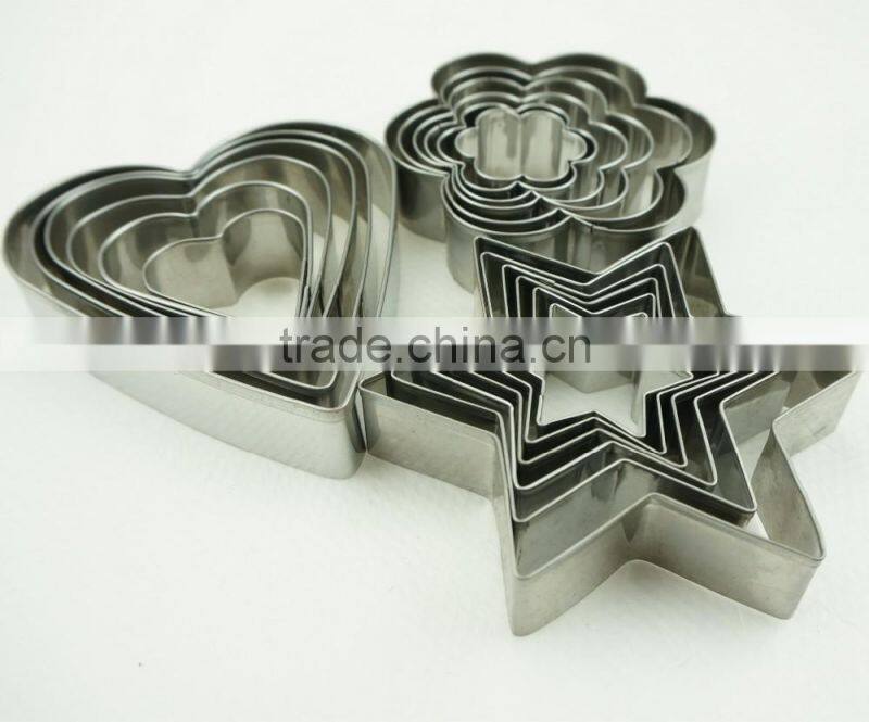 47033 18 pcs star heart flower Shape Cake cookie cutter ,fondant cake decorating tools