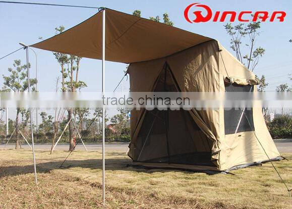 Quick pitch tent 4X4 hunting with awning heavy duty canvas tent fabric stretch tent