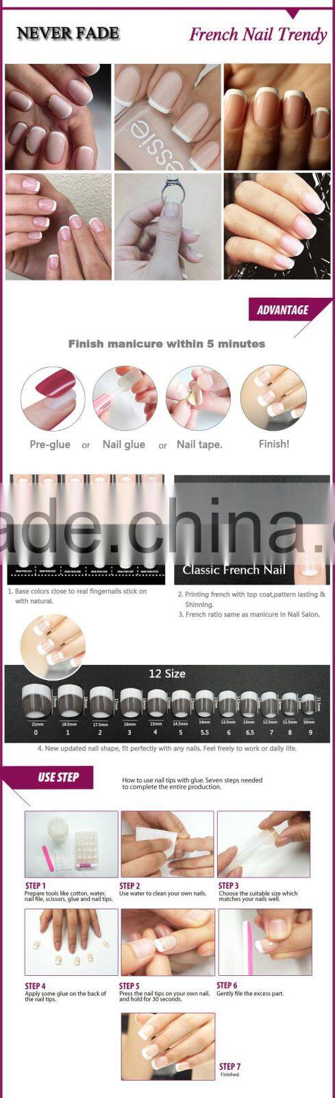 French Acrylic Artificial False Nail Tips Color Fake Nail Art Tips