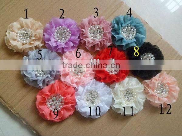 CF 0614 handmade chiffon bead black vintage wholesale shoe flower for lady shoes