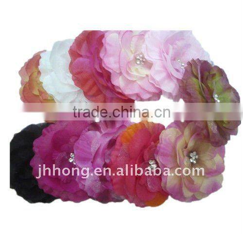 3.5" rhinestone centered peony flower jeweled centered flower