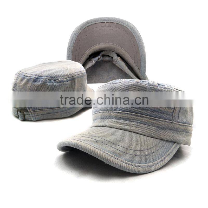 Customize Blank Washed Denim Military Caps Dongguan Factory