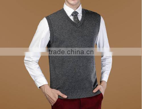 2016 New Autumn Winter Warm Cashmere Sweater Vest Men Classic Sleeveless Wool Solid Color Jersey Casual V-Neck Pullover