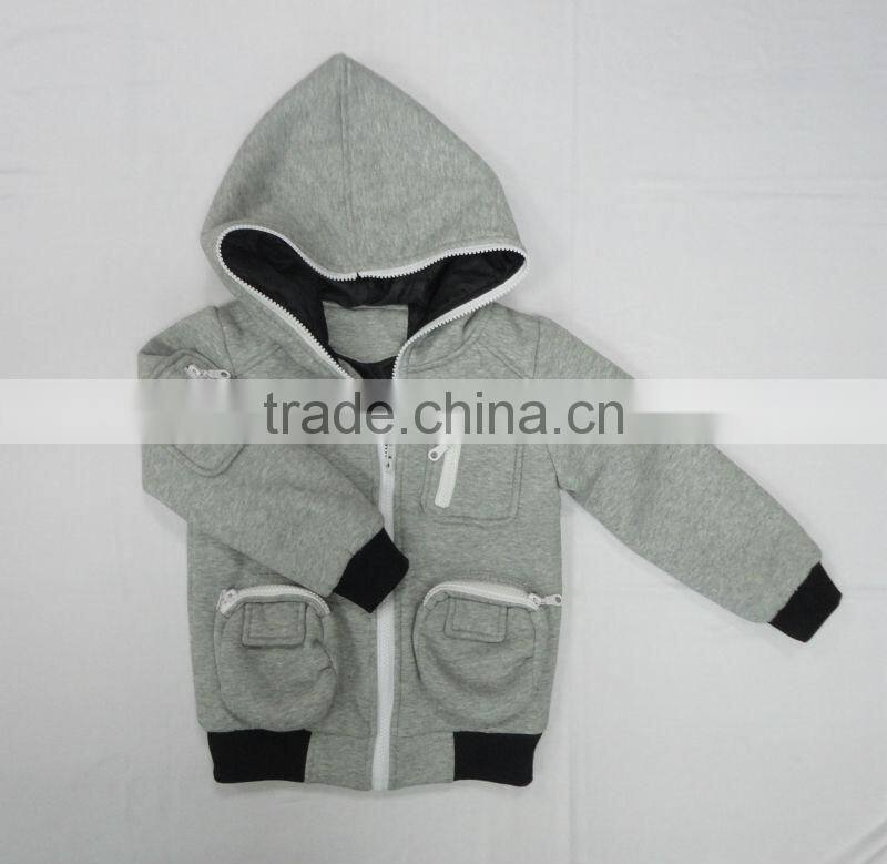 OEM full zipper collar pocket hoodie children boys hoodies