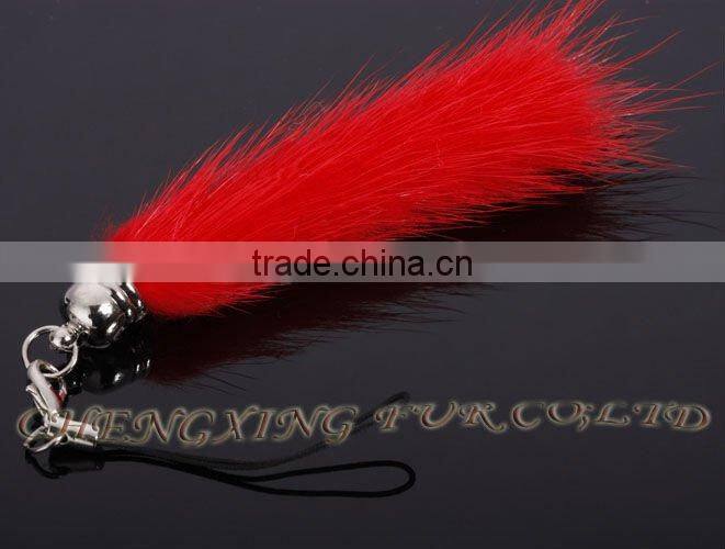 CX-P-19 Wholesale Genuine Mink Fur Keychain Mobile Phone Chain/ Pendant/ Strap