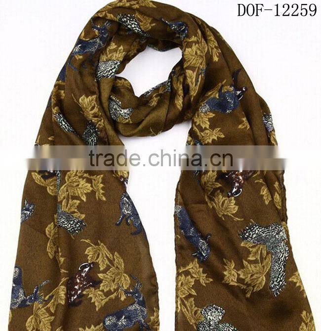 Fashion popular chiffon voile animal scarf