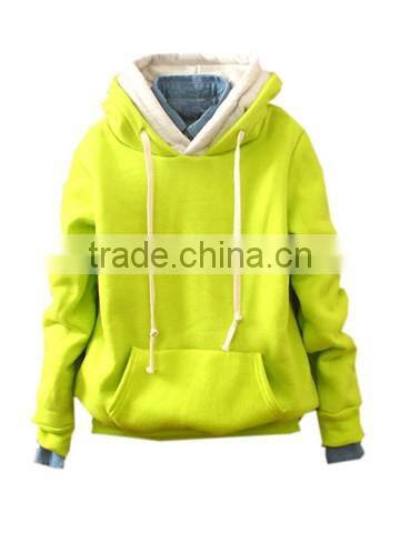 2 player Color Block hooded Style Slim Thicken winter warm Hoodie for ladies
