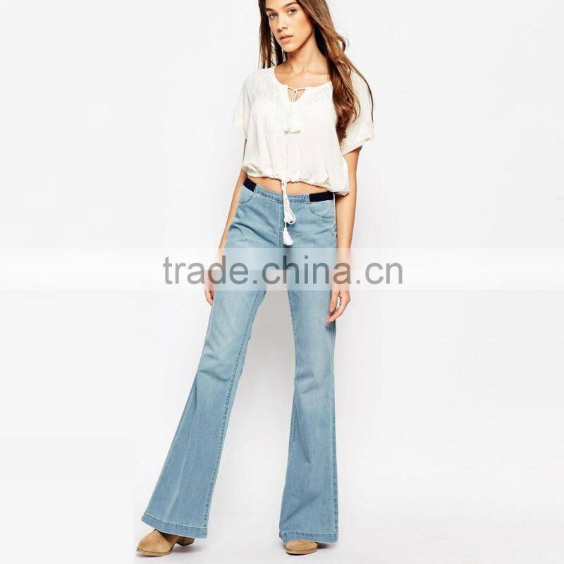 denim fashion custom loose wide-legged jeans new designs photos