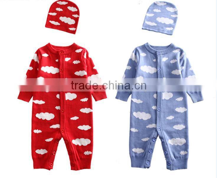 western infant toddler baby cotton knitted jumper romper with hat