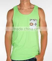 Custom cotton breathe freely absorbent water tank top with pocket