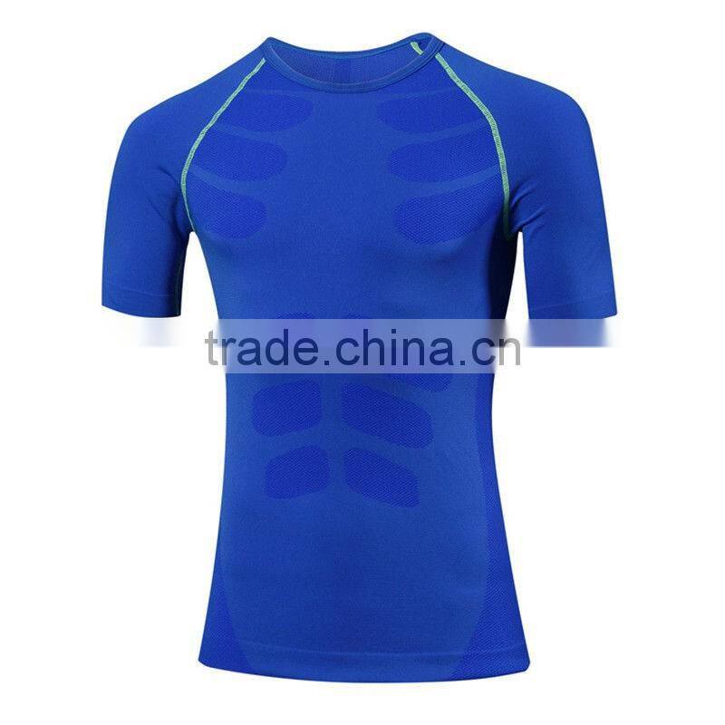 Men's Muscle Layer Sportwear Gym Training Short Sleeve Dry Fit Tshirt Running Shirt Sports Athletic Gym Wear Marathon T-Shirts