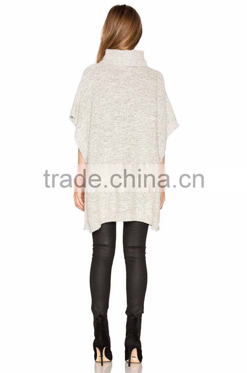 Latest design side slits women poncho fashion hooded poncho 2017