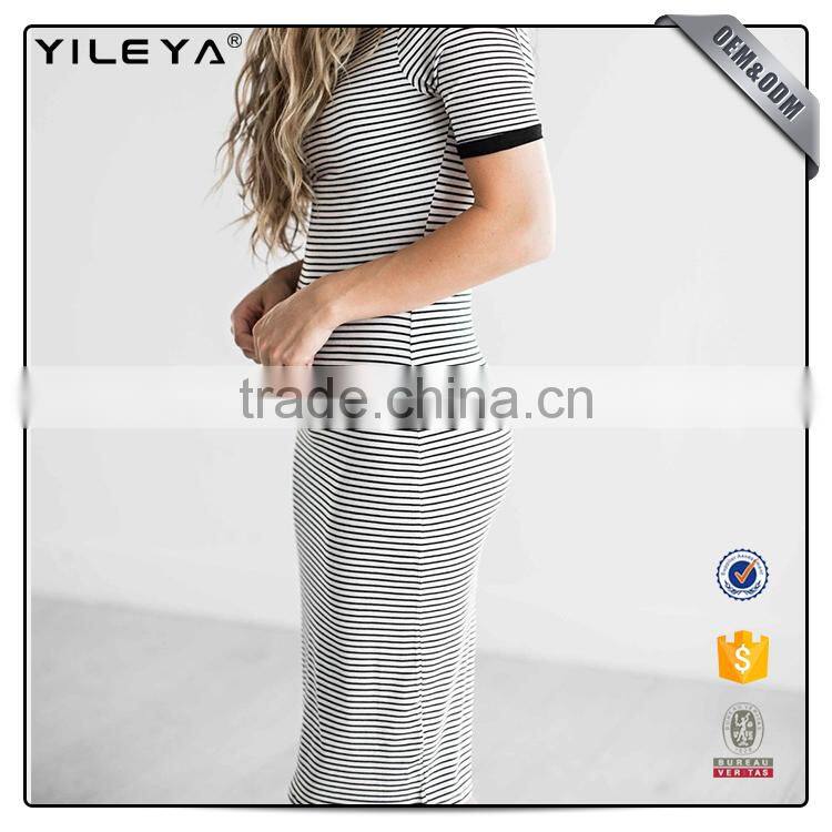 Wholesale alibaba women body con simple striped design types lady elegant guangzhou fashion dresses ladies