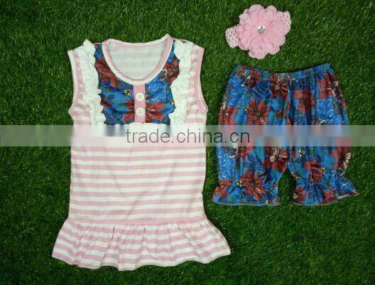 4th of July outfit Boutique Girls Red Striped Ruffle set Baby Fourth Of July clothing set