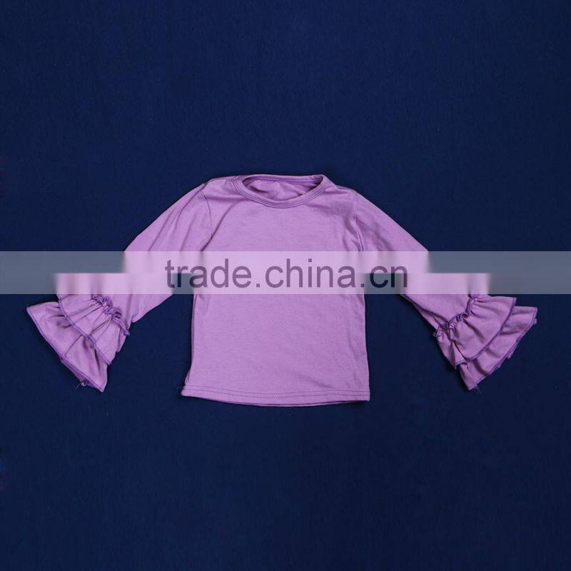 2015 New Organic 95% Cotton 5% Spandex Wholesale Baby Girls Shirts With Lantern Sleeve QL-59