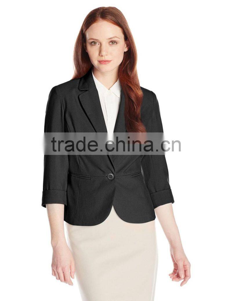 Women's Petite One Button Linen lapel Look Jacket/Blazer