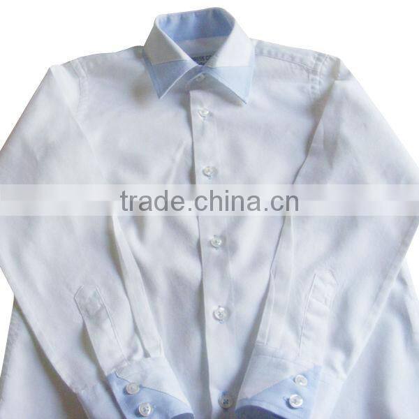 Custom White oxford 80s 2 ply shirt fused collar dress shirt boys shirts
