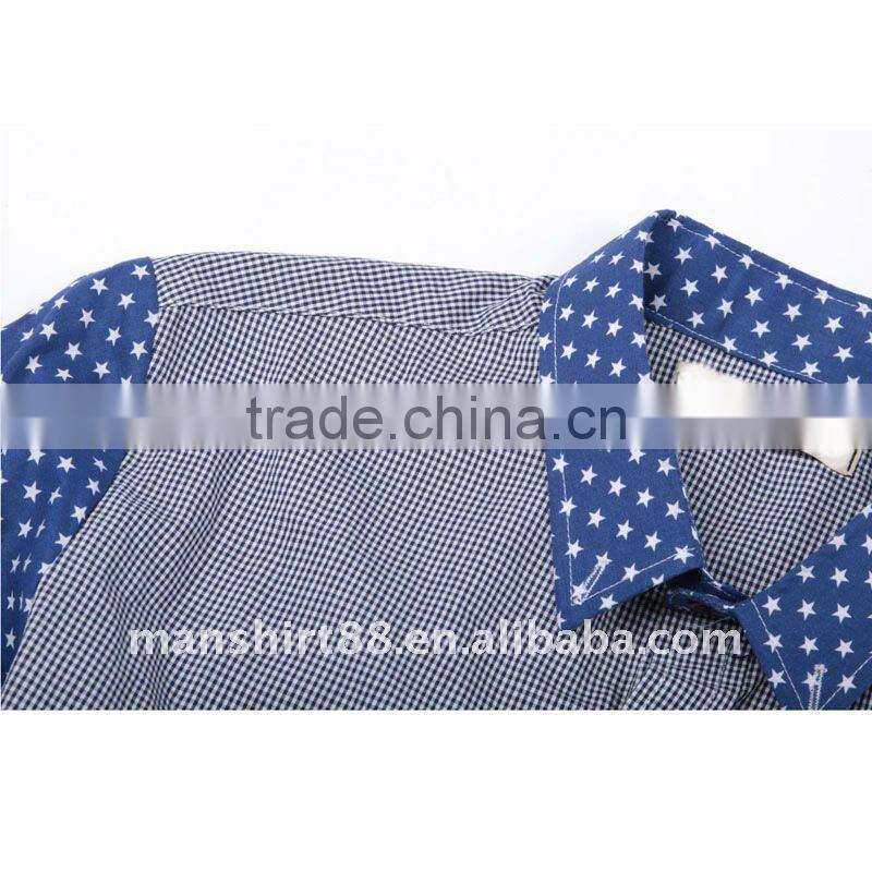 contrast color short sleeve men shirts