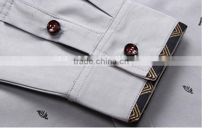 2016 Fashionable men printed slim fit casual shirts