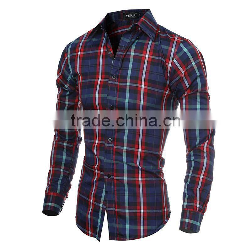 2016 Alibaba sale classic plaid pattern formal dress men shirt long sleeves for men