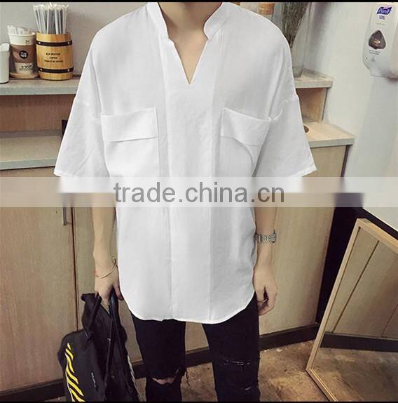 7 minutes of sleeve cotton T-shirt men loose shirt is pure color