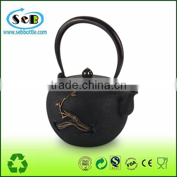 High quality Cast Iron teapot with embossed decor for wholesale