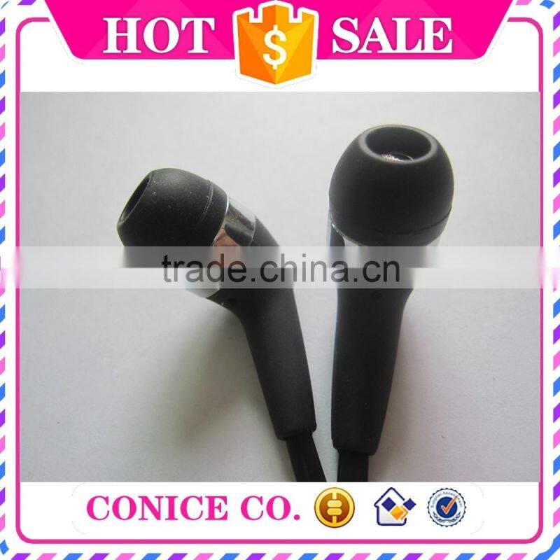 2015 trendy classical black metal plug stereo earphone with mic for wholesale
