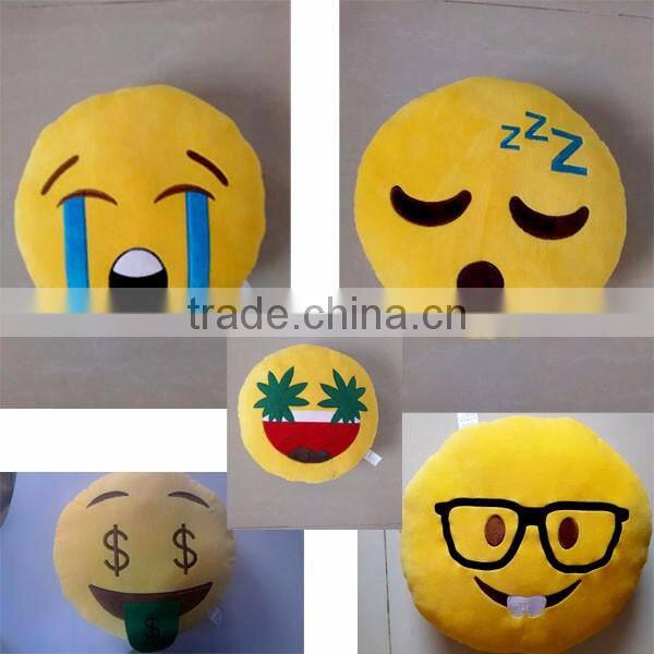 Top quality cute design certification stuffed toys custom plush cushion emoji pillows
