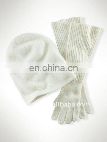 fashiona warm popular cozy soft solid cheaper beanie glove set