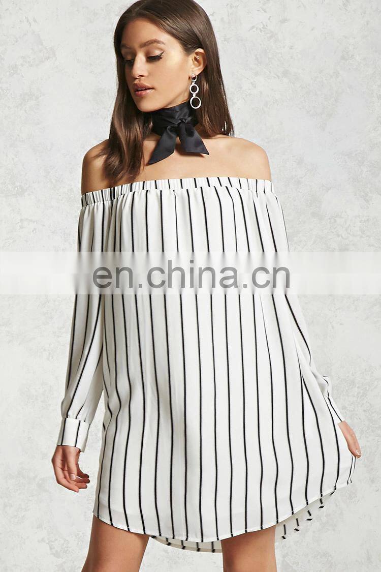 Latested Design Contemporary Striped Ladies Dress Loose Fit
