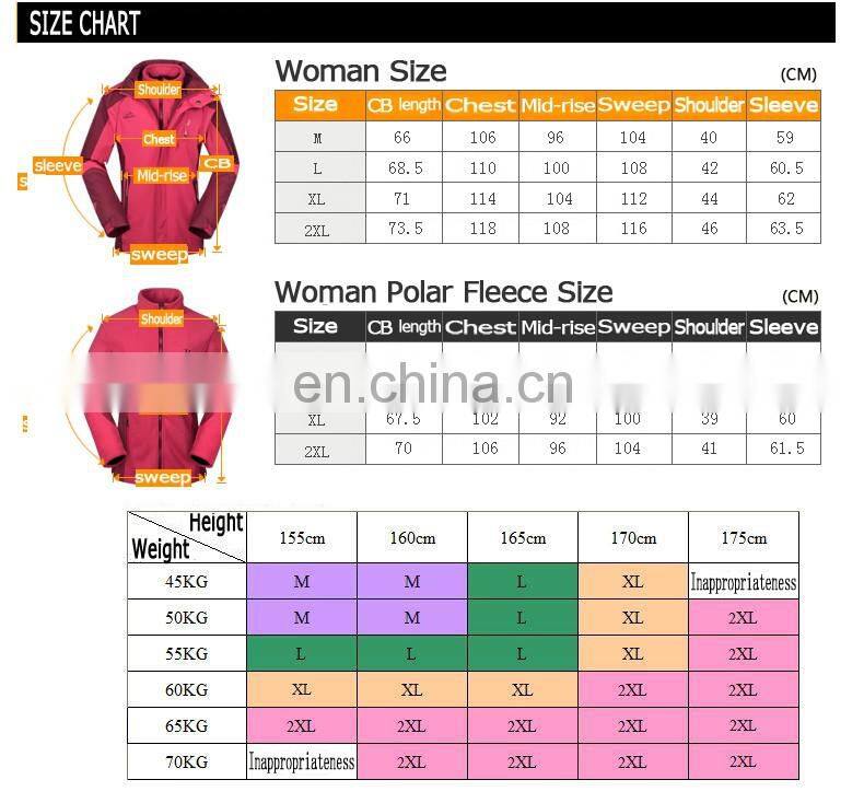 Long Pattern WomenWinter Jacket Detachable Inner Fleece Waterproof Jacket