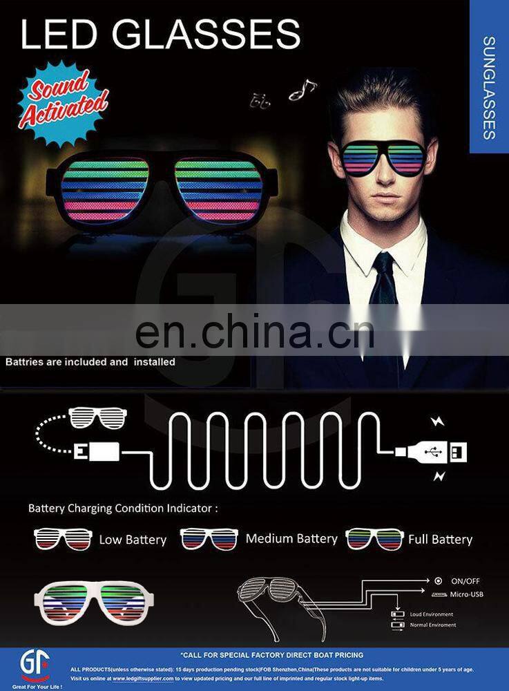 Art Craft Toy Item ABS Sound Activated Novelty Sunglasses
