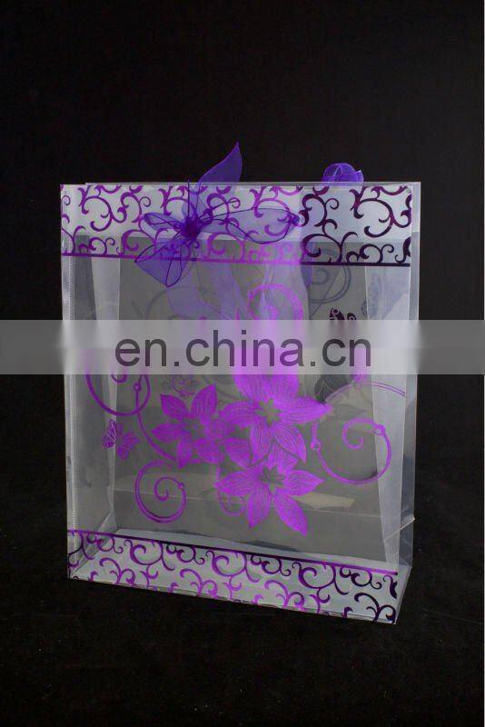 Hot stamping clear plastic resealable drawstring gift bag
