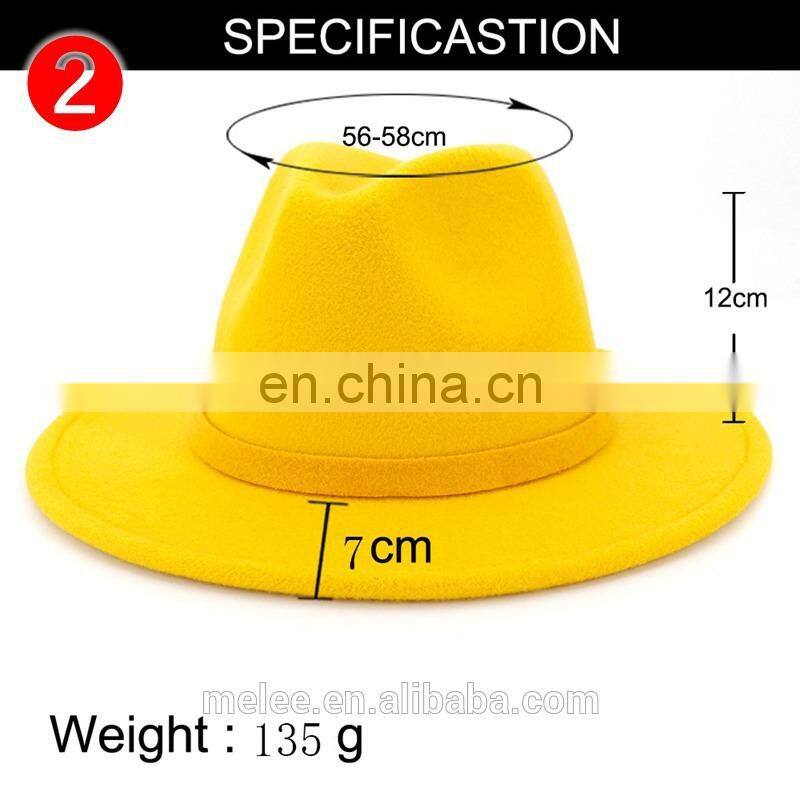 Cheap Flat Brim Colorful Panama Wide Fedora Hat for Women Men 100% Wool Felt Fedora Jazz Wide Brim Hat