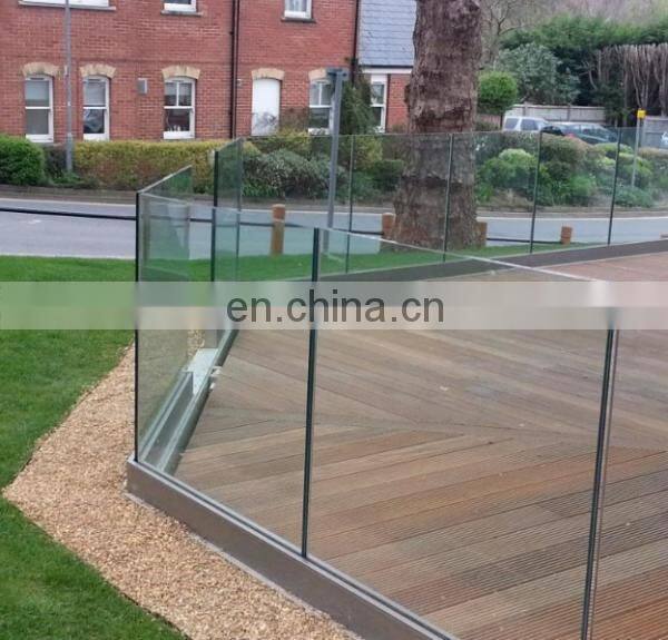 frameless glass balustrade Pool wind barrier grey or black powder coated surface aluminium profile fence laminated glass fence