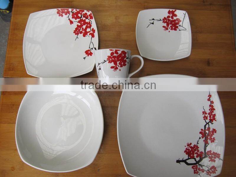 high quality square dinner set,ceramic dinner ware,porcelain ware
