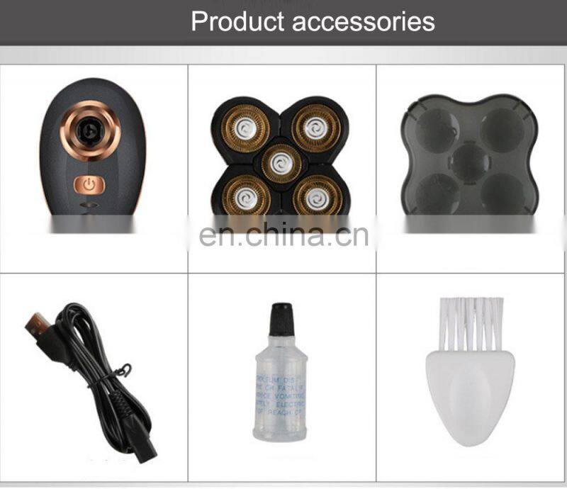2020 New Model Waterproof Rotary Razor Beard Clipper Hair Trimmer Face 5 Headed Electric Shaver Razor Rechargeable Male Usb OEM