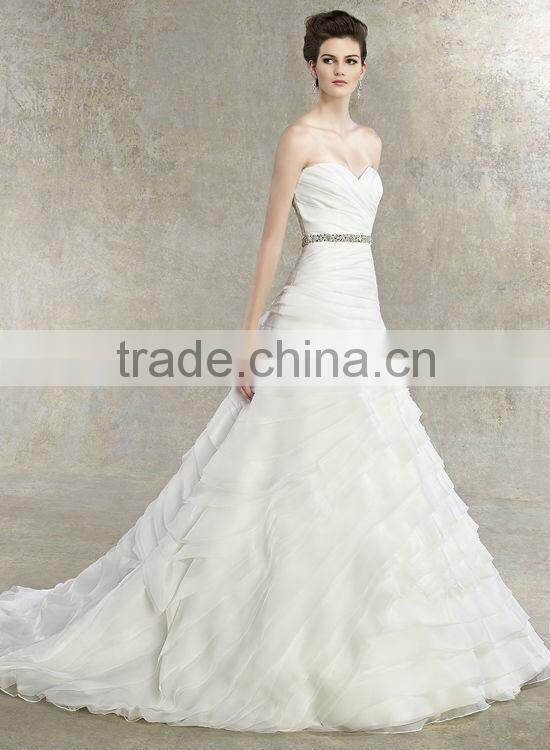 New Gorgeous A-line Tiered Organza Gown Wedding Dress 2014