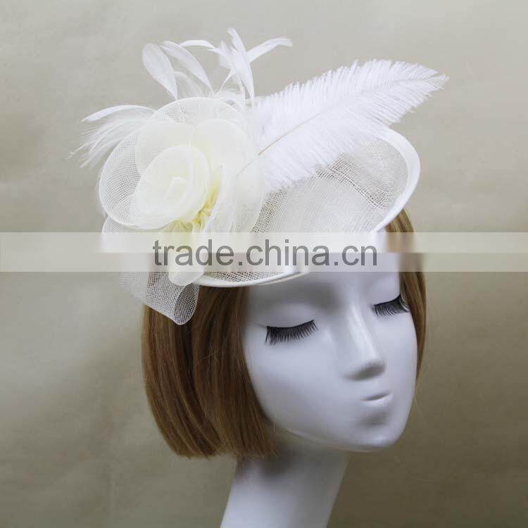 2015 Ladies Design Feather Fascinator Sinamay For Party/Races/Chuch