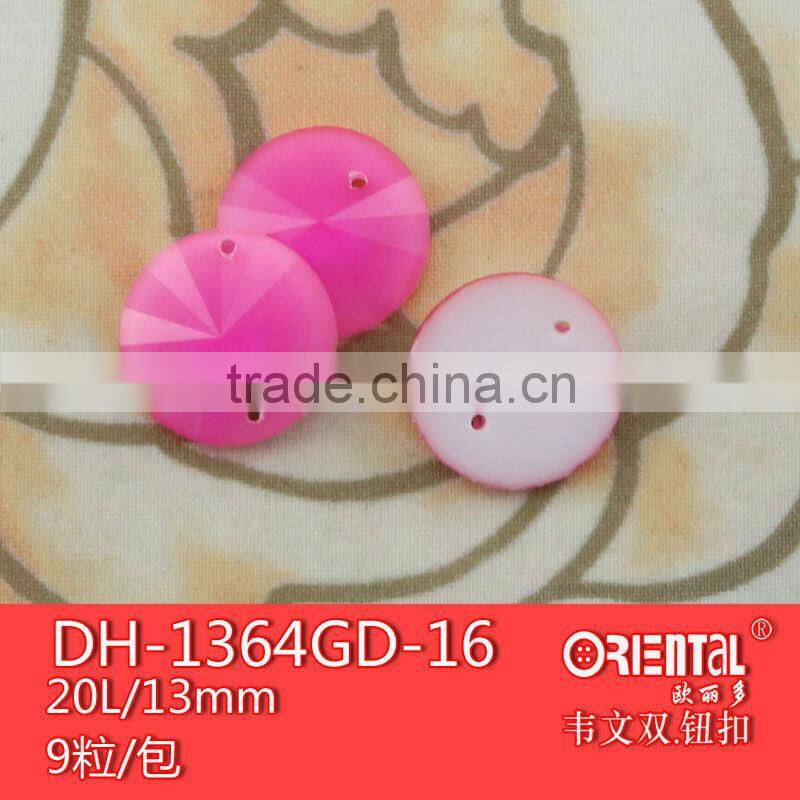 2holes fluorescent pink polyester sewing stones