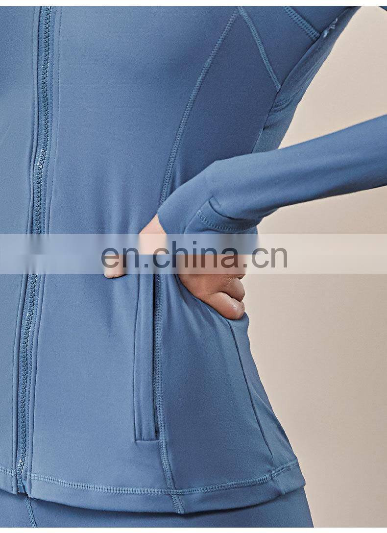 European and American fall/winter hooded sportswear women women's long-sleeved zipper tight-fitting yoga wear