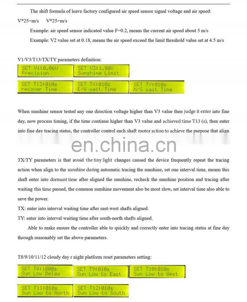 Automatic Dual Axis Solar Tracker Controller W/O Remote Control Wind Speed Sensor